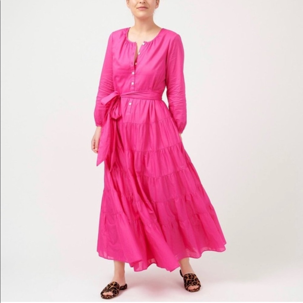 J. Crew Hot Pink Tiered Maxi Dress